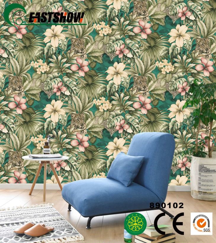 Latest PVC Wallpaper Designs With Flower Leaf Pattern