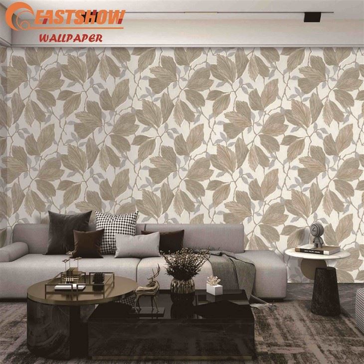 PVC Wallpaper With Big Size And Leaves Pattern